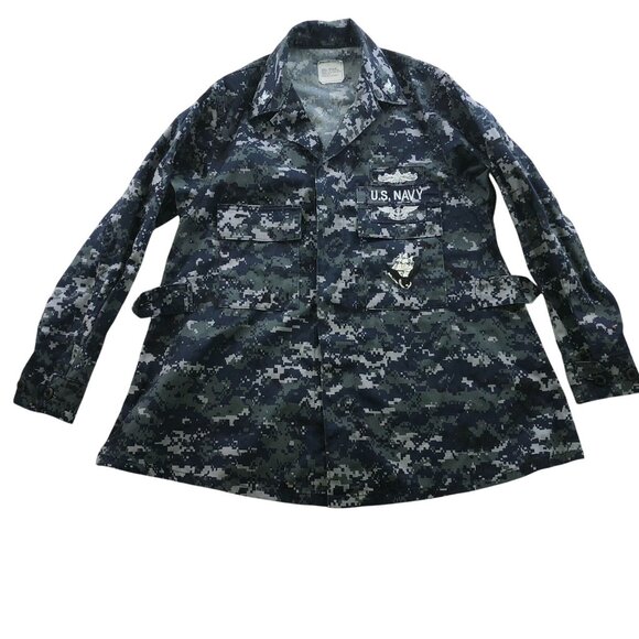 U.S. Navy Woman's Digital Military Jacket Uniform Small Camo Utility Collared Gr - Picture 1 of 15